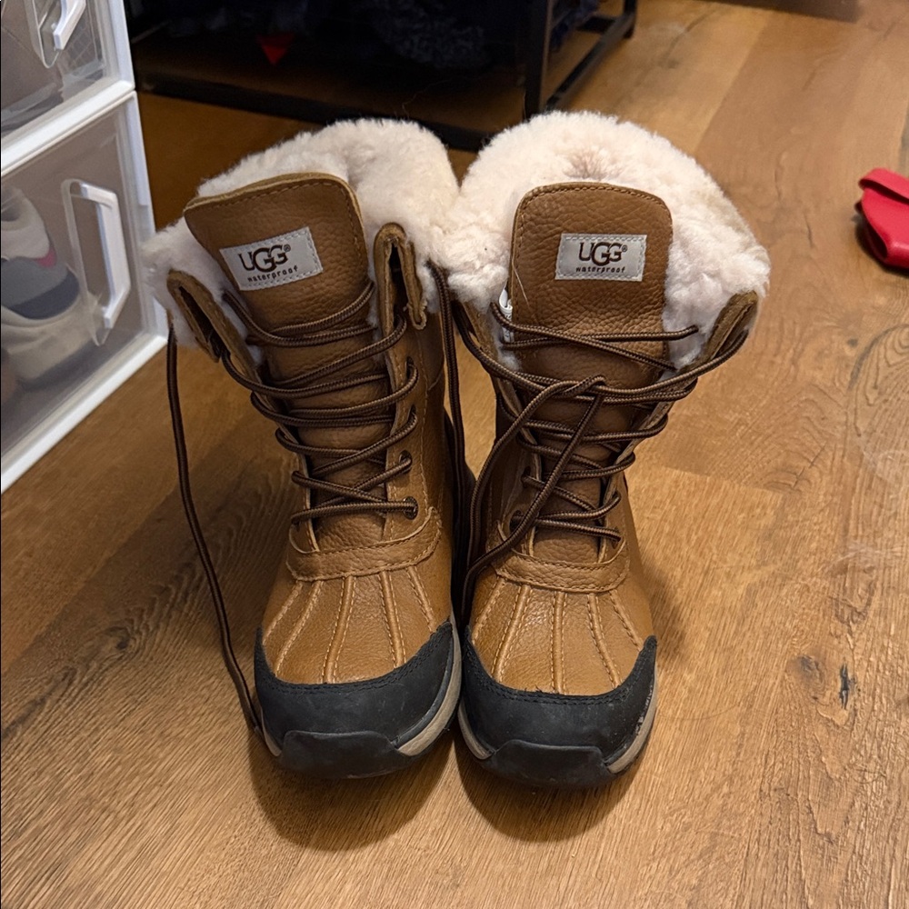 UGG Tan and Black Lace-Up Boots